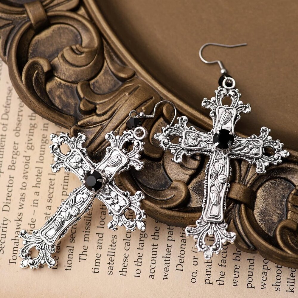 Gothic Cross Earrings Zinc Alloy Dangle Jewelry For Women Halloween Gift View 6